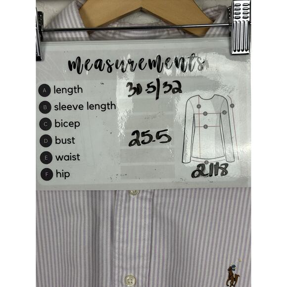 Ralph Lauren Mens Button Up Shirt Sz XL White Purple Striped Preppy Classic Work - Picture 2 of 7